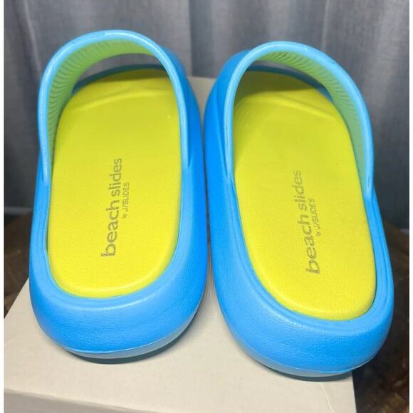 NIB J Slides SQUISH Turquoise /Yellow EVA Beach Slides. Brand New! Size 7 - Picture 10 of 13